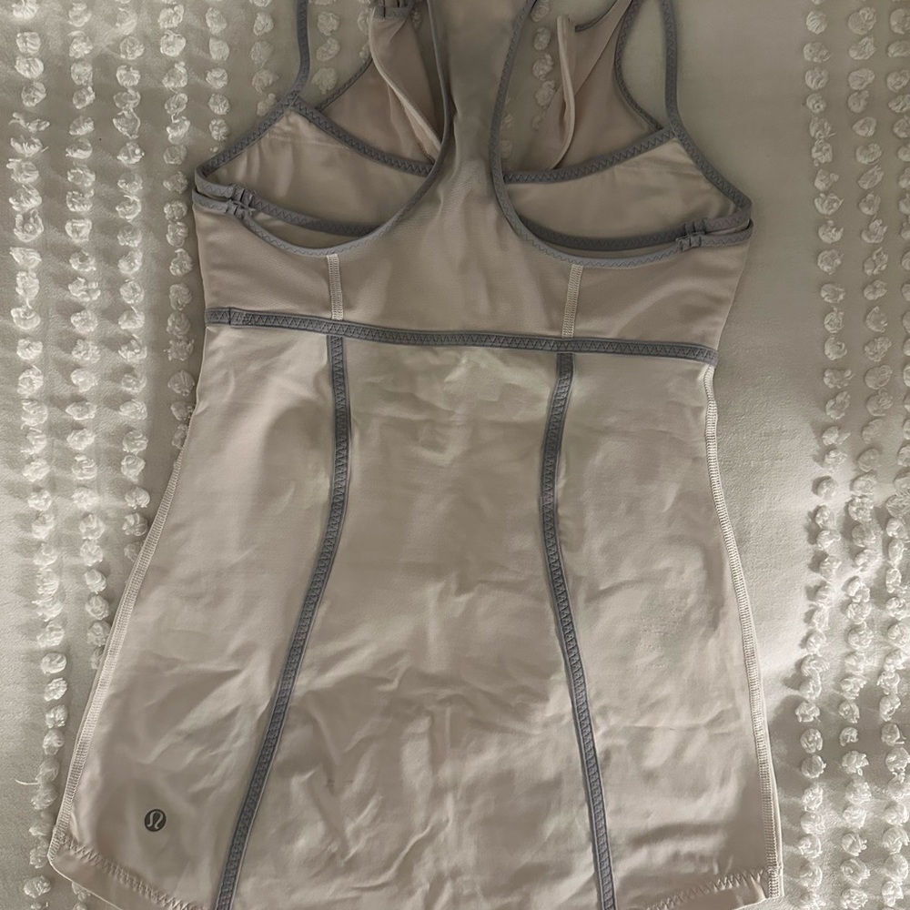 Lulu lemon white and gray with white mesh workout top